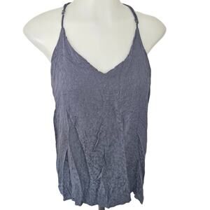 Newbury Kustom Blue Gray Printed Racer Back Tank Blouse sz Medium Basic Preppy